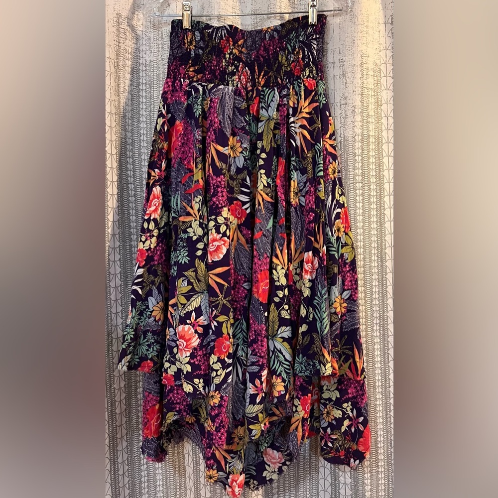 Free People Tropical Flowers Midi Skirt